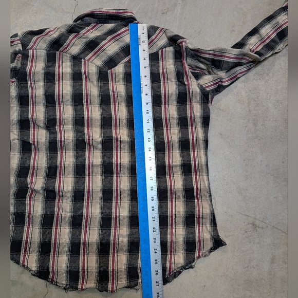 Y2k Wrangler Shacket Pearl Snap Insulated Men's L?XL? Plaid Flaws - Picture 6 of 7